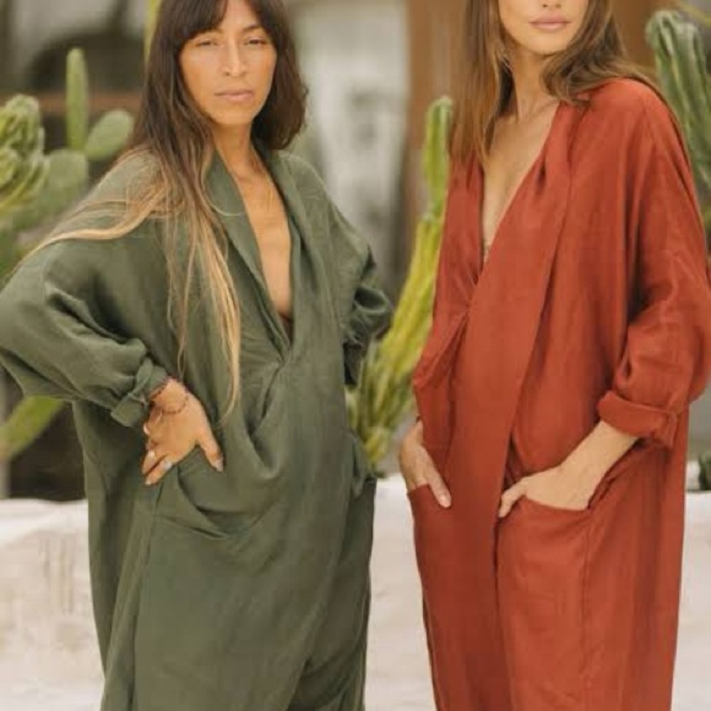 Chic Women's Swim Cover-Up in Green and Brown